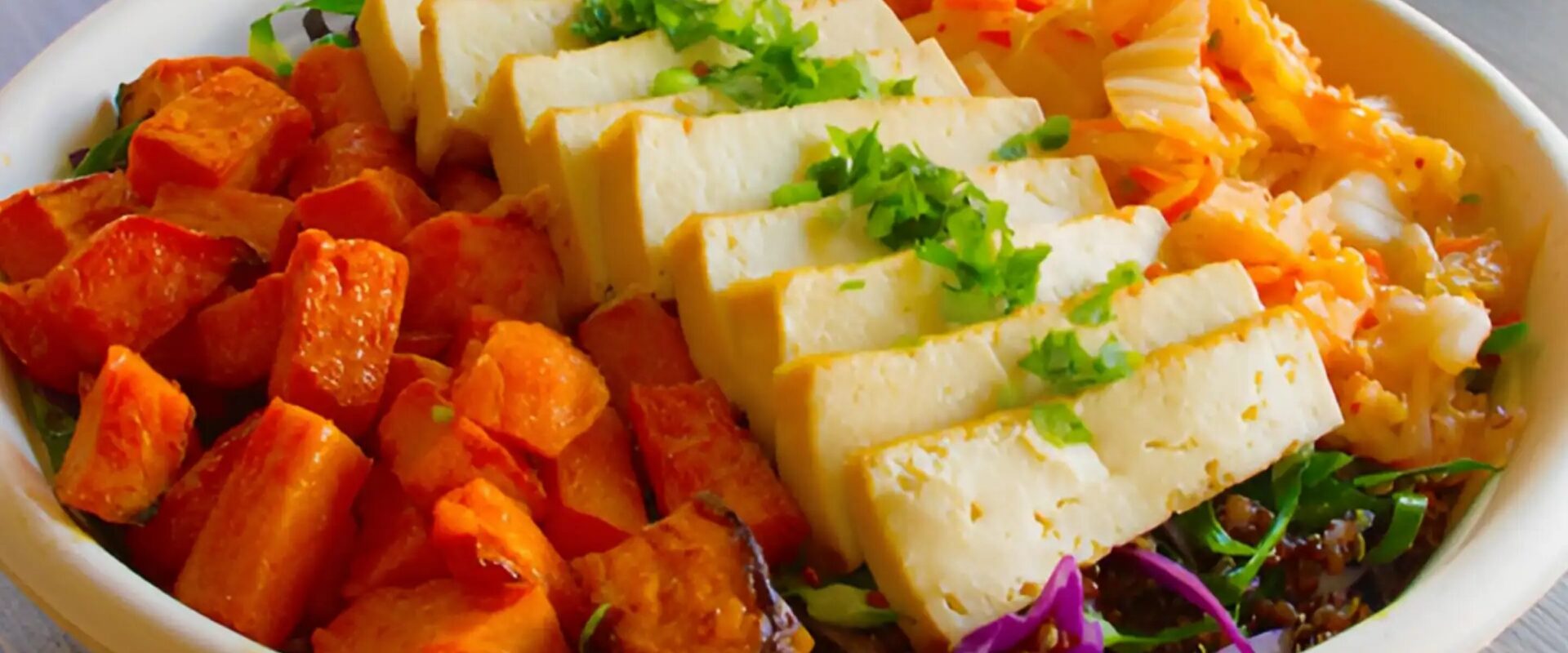 Vibrant tofu and roasted vegetable dish