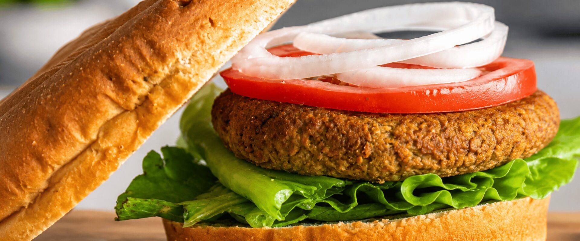 Plant-based burger with fresh toppings