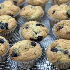 Freshly baked blueberry muffins