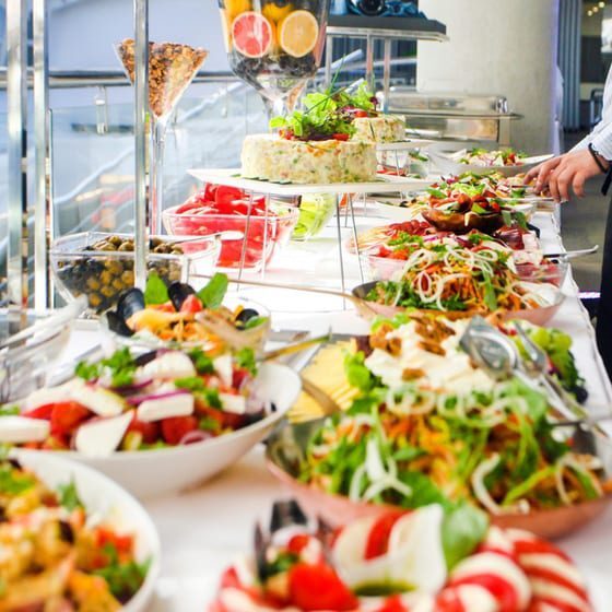 Fresh salads and appetizers on display