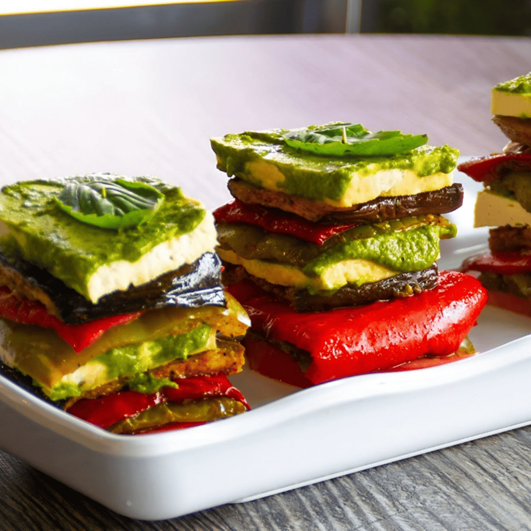 Layered vegetable terrine with herbs