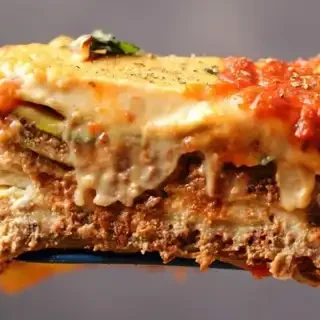 Delicious lasagna with melted cheese